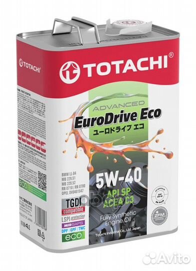 Масло моторное totachi eurodrive ECO 5W-40 SP C