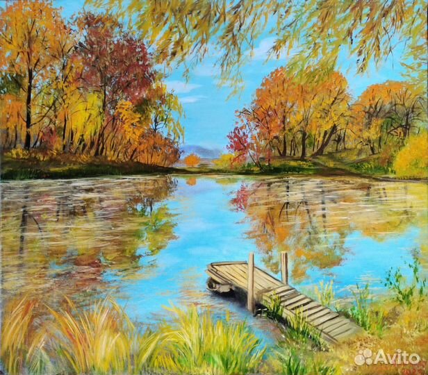 Осень в Федоровке. Картина маслом на холсте 50х60