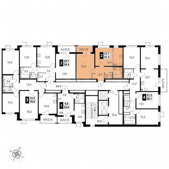 2-к. квартира, 47,3 м², 24/24 эт.