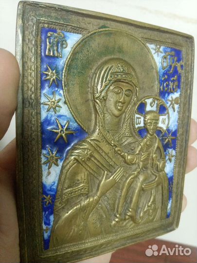 Икона Б. М. Смоленская эмаль состояние