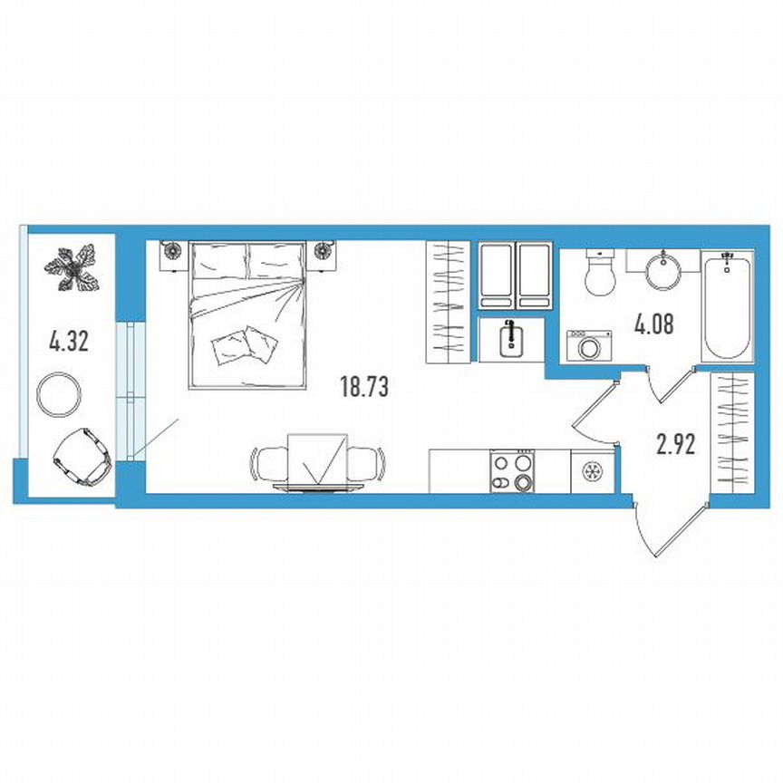 Квартира-студия, 27 м², 10/18 эт.