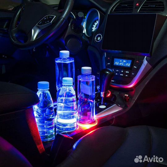 Диодная Led подсветка подстаканников на любой авто
