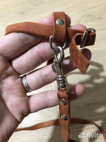 Шлейка кожаная с поводком для кошки хорька