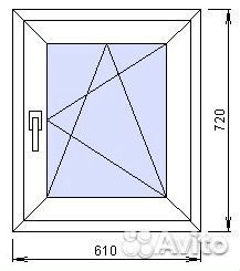 Пластиковое окно 610*720мм