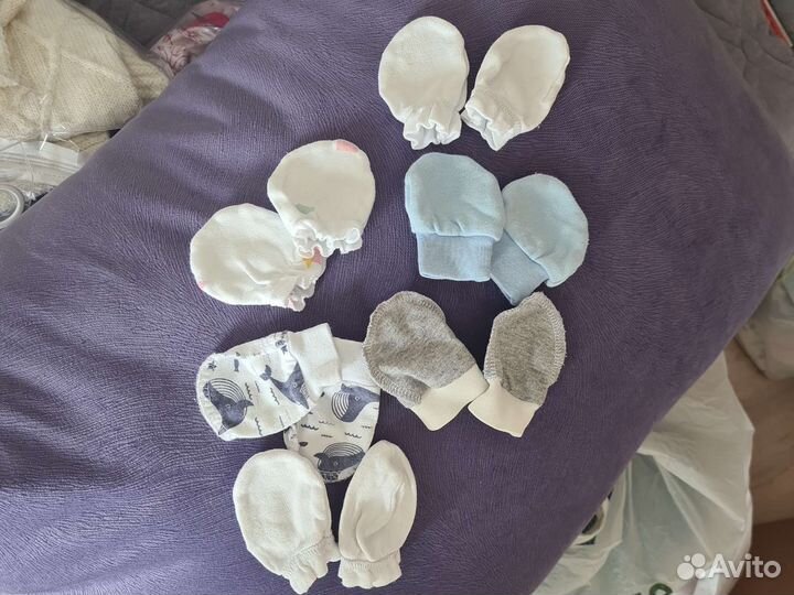 Антицарапки и шапки для новорожденных 56 62