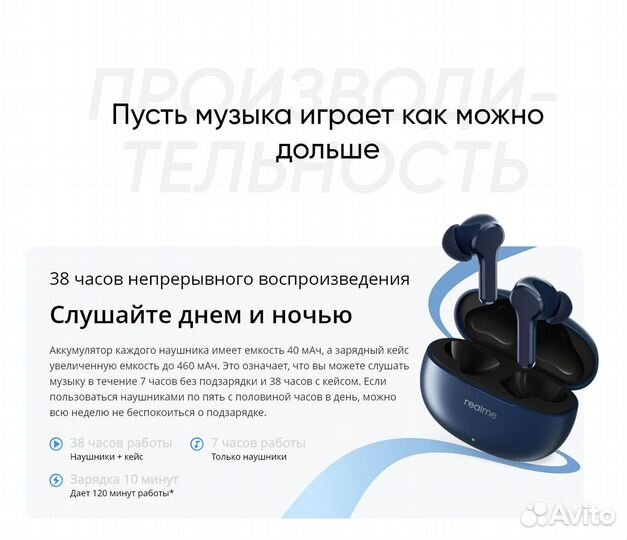 Realme Buds T110 (Bluetooth 5.4/IPX5/38ч) (Новые)