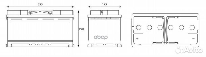 Аккумулятор gladiator EFB 95 Ah, 930 A, 353x175