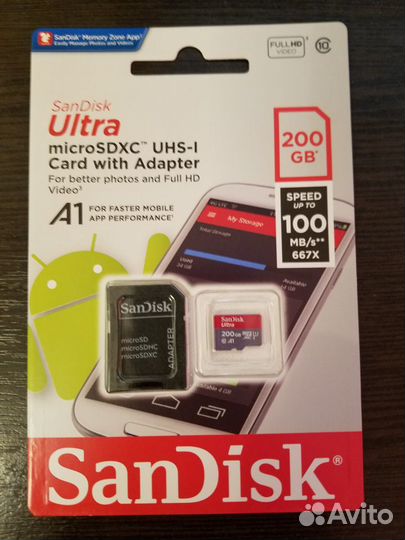 SanDisk Ultra micro sdxc 200GB 100MB/s ориг