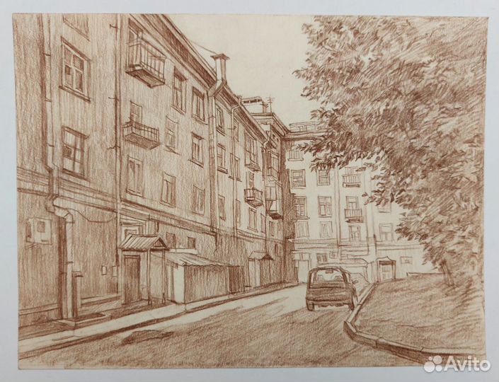 Картина карандашом.Двор в Кемерово