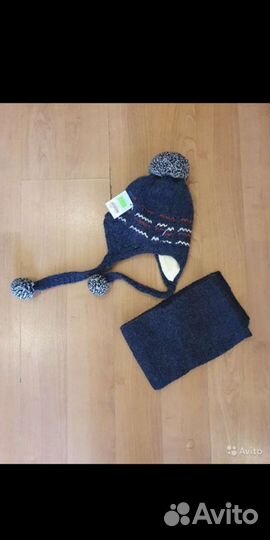 Детская зимняя шапка и шарф комплект