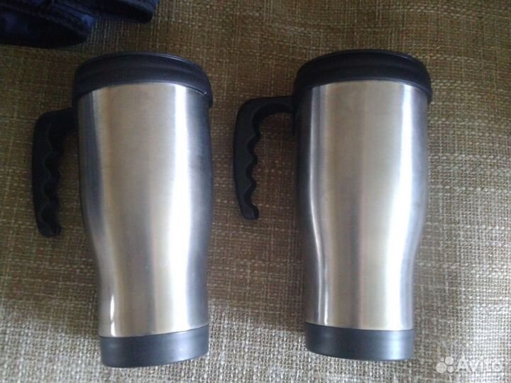 Термокружка новая нержавейка+пластик 2 штуки