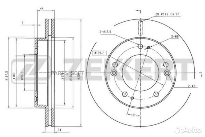 Zekkert BS-5191 Диск торм. перед. Kia Sportage 97