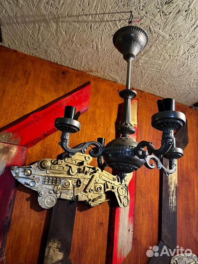 Люстра СССР четырехрожковая С вензелями