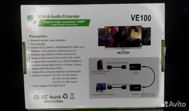 Удлинитель VGA по витой паре (RJ45)