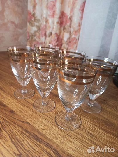 Фужеры стеклянные с позолотой СССР