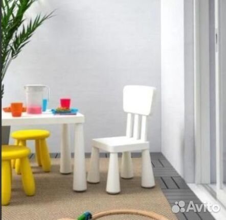 Детский стул Икеа Маммут для дома и улицы белый