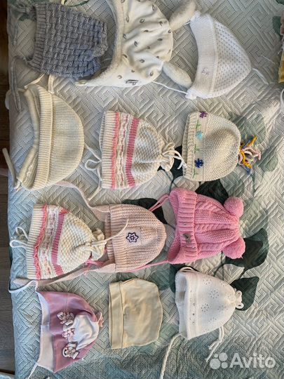 Шапки, чепчики от 0-6 мес