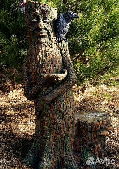 Садовая фигура «Ворон на пне» 150 см