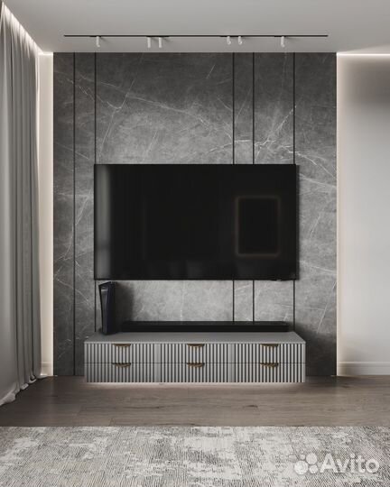 Подвесная тв тумба 160х40х30 Серая