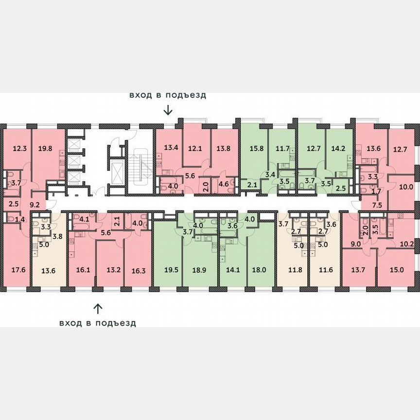 2-к. квартира, 61,3 м², 16/19 эт.