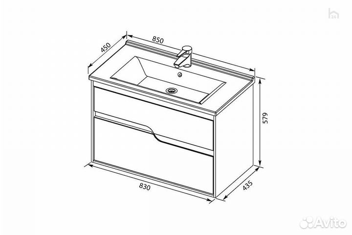 Тумба под раковину для ванной 85 Модена