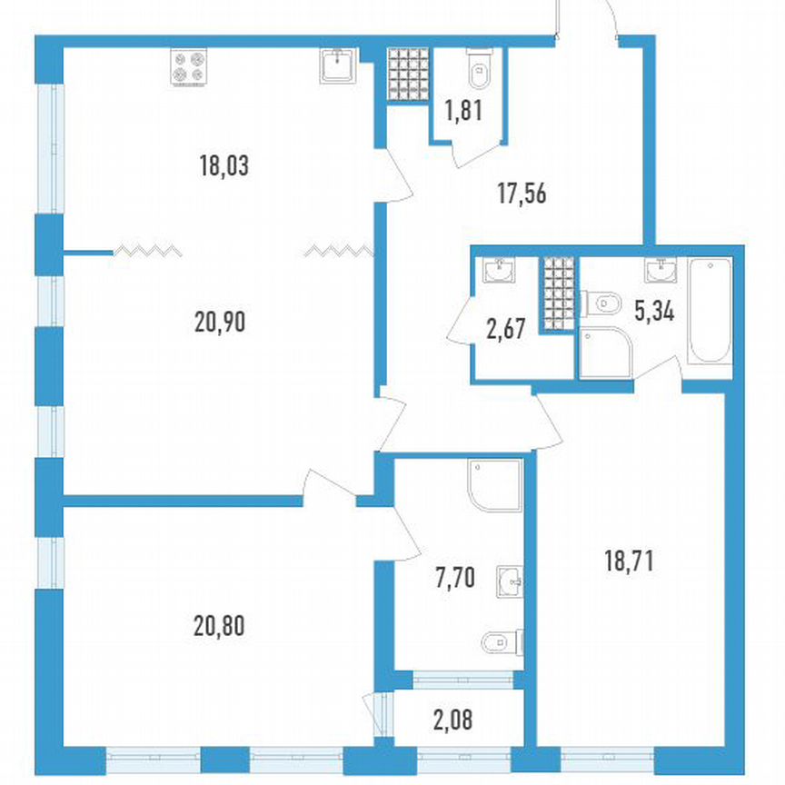 3-к. квартира, 114 м², 13/23 эт.