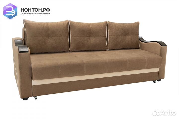 Диван еврокнижка Волна коричневый