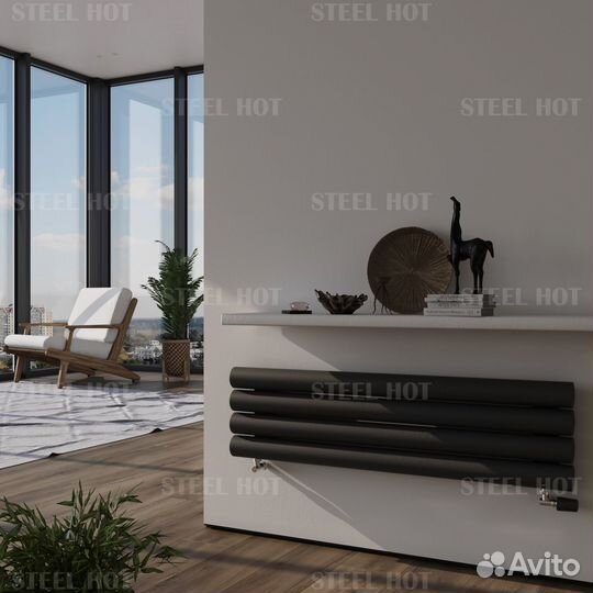 Горизонтальный дизайнерский радиатор Steel-Hot от