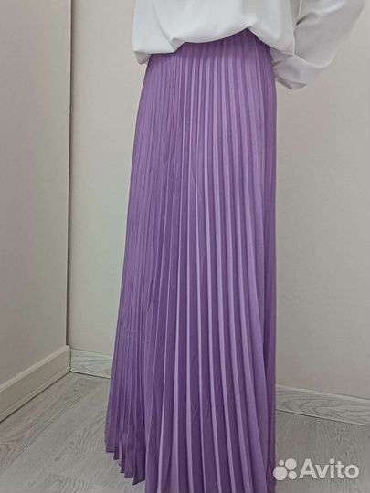 Сиреневая летняя юбка плиссе