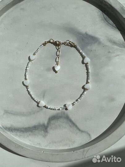 Анклет браслет на ногу из натуральных камней