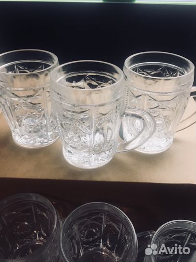 Кружки чайные хрусталь, 6 шт