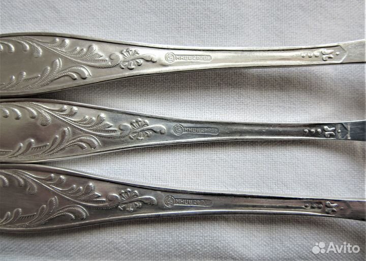 Десертные вилки 6 штук. Мельхиор СССР клеймо мнц