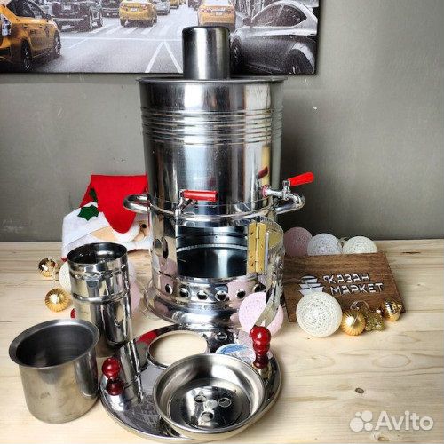 Самовар 3,5 литра на дровах, турецкий, два крана