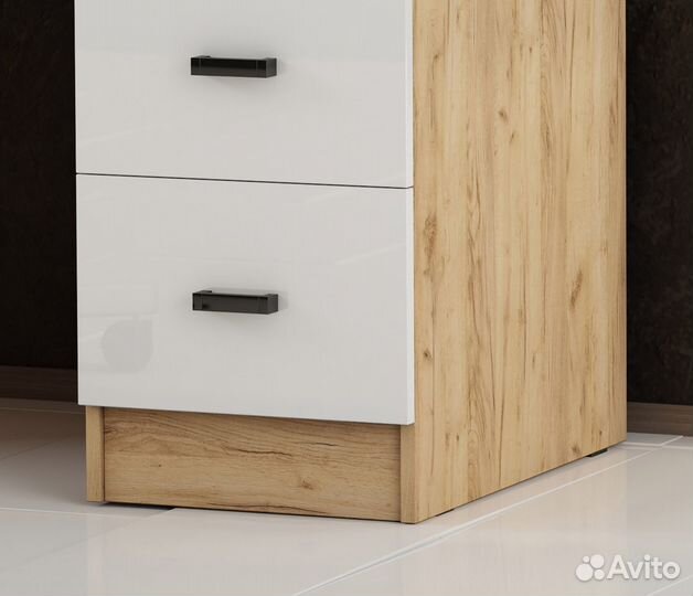 Стол письменный стандарт Дуб Вотан/Белый глянец