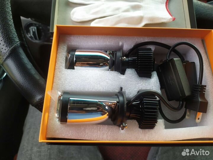 Led лампа h7 и h4 с мини линзой