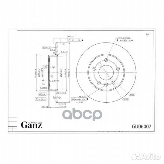 Диск тормозной задний ganz GIJ06007 GIJ06007 ganz