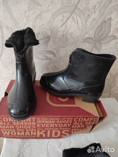 Полу сапожки резиновые с меховым носком 35-36