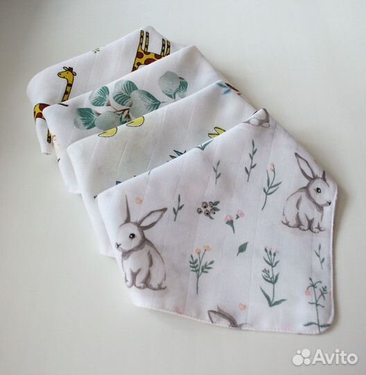 Муслиновые салфетки 32х32 см, нагрудники