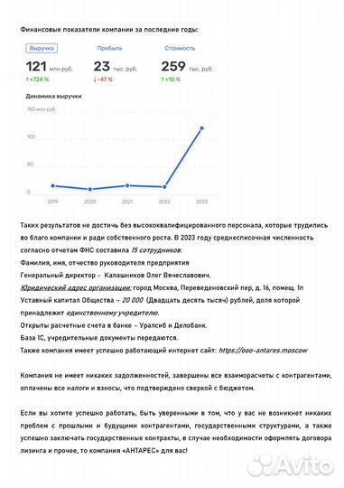 Продажа бизнеса ООО без долгов с НДС со штатом