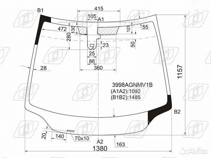 Стекло лобовое Honda Civic с 2005 по 2012 гг