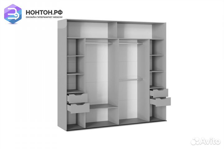 Шкаф-купе Омри 2.5м морской синий / матовый темно