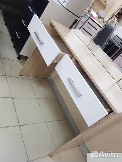 Туалетный стол с 2 ящиками Дуб сонома/Белый глянец