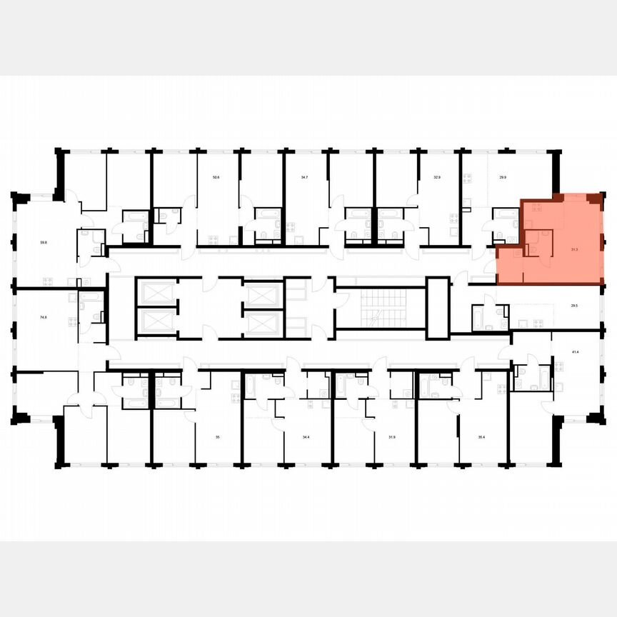 Квартира-студия, 31,3 м², 12/32 эт.