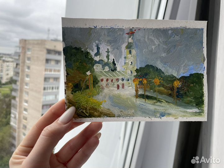 Картина маслом этюд пейзаж архитектура в елабуге