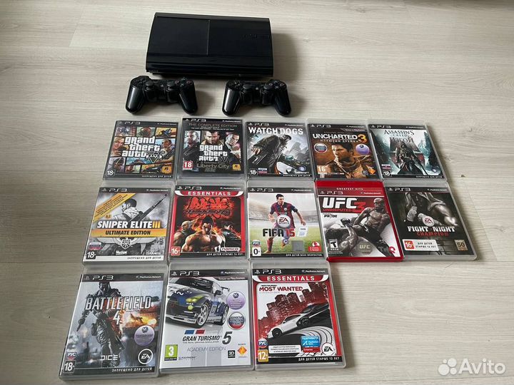 Sony PlayStation 3 не прошитая + 13 игр