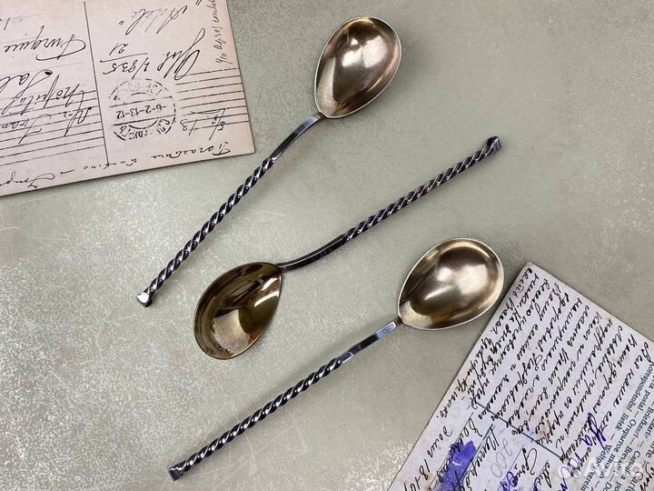 Серебряные чайные ложки с витыми ручками, Таллин