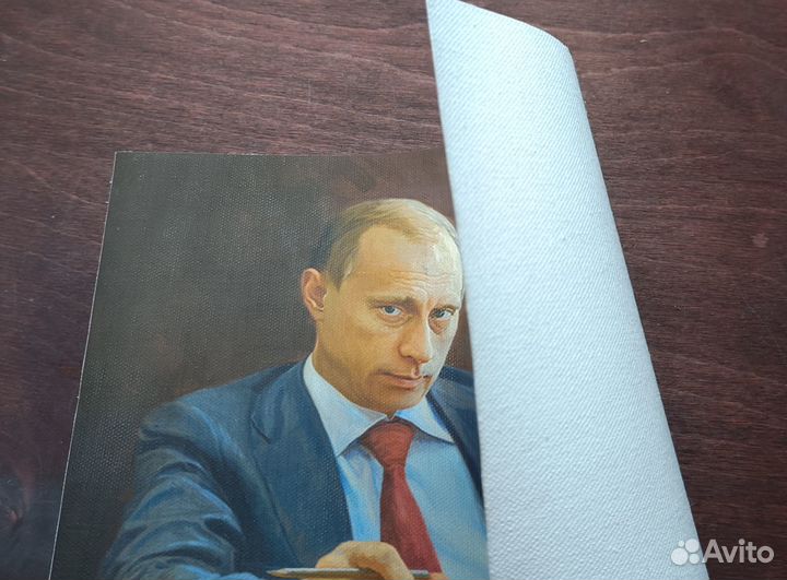 Портрет Путина на хлопковом холсте в рамке