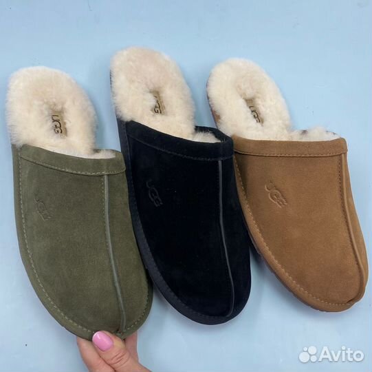 Мужские тапки от UGG с мехом для улицы и дома