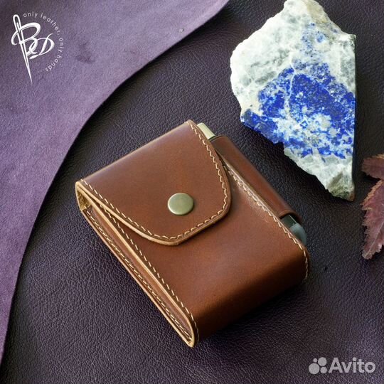 Чехол для пачки сигарет и зажигалки. Кожа