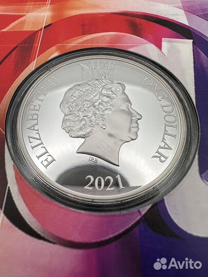 Ниуэ 1 доллар 2021. 50 лет почте E-mail. Proof
